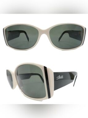 Vintage 1980’s Silhouette Sunglasses, Black & White Colorblock, Mod 1180 Austria